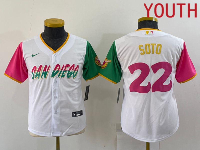 Youth San Diego Padres #22 Soto White City Edition Game Nike 2022 MLB Jerseys->youth mlb jersey->Youth Jersey